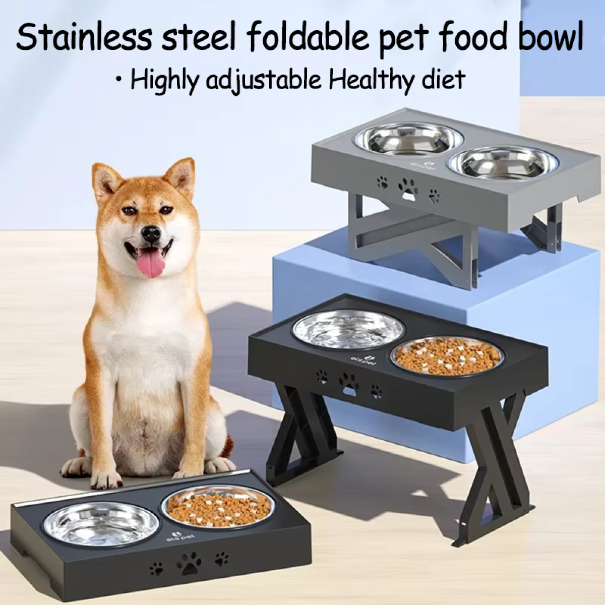 Comedero Doble Regulable 3 Alturas Para Gato O Perro - Imagen 3