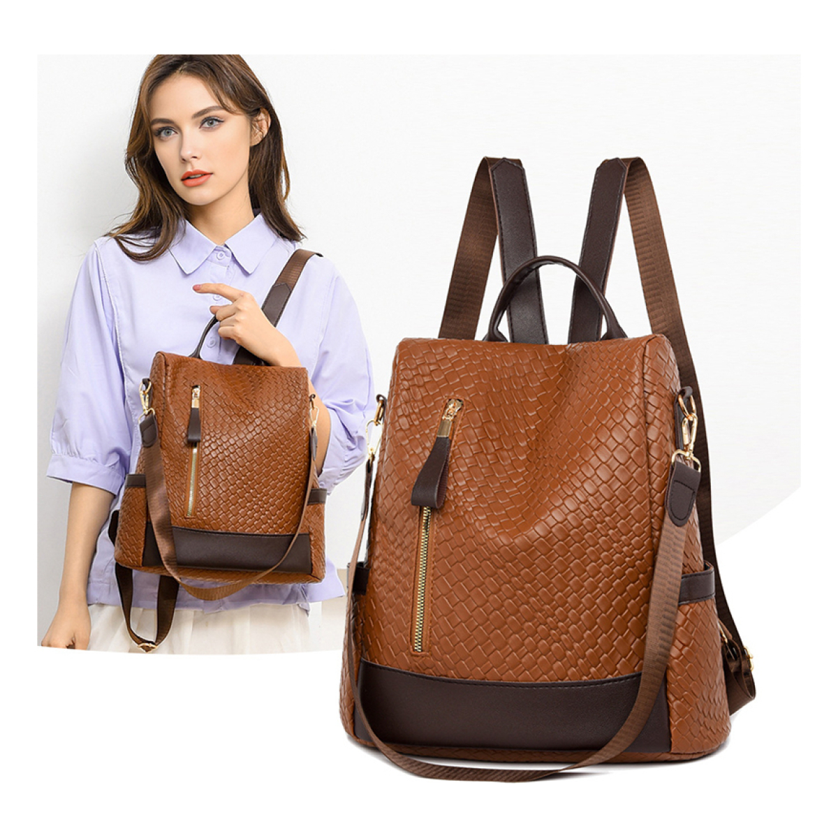 Cartera Mochila Anitrrobo Diseño De Piel Cocodrilo - Imagen 19