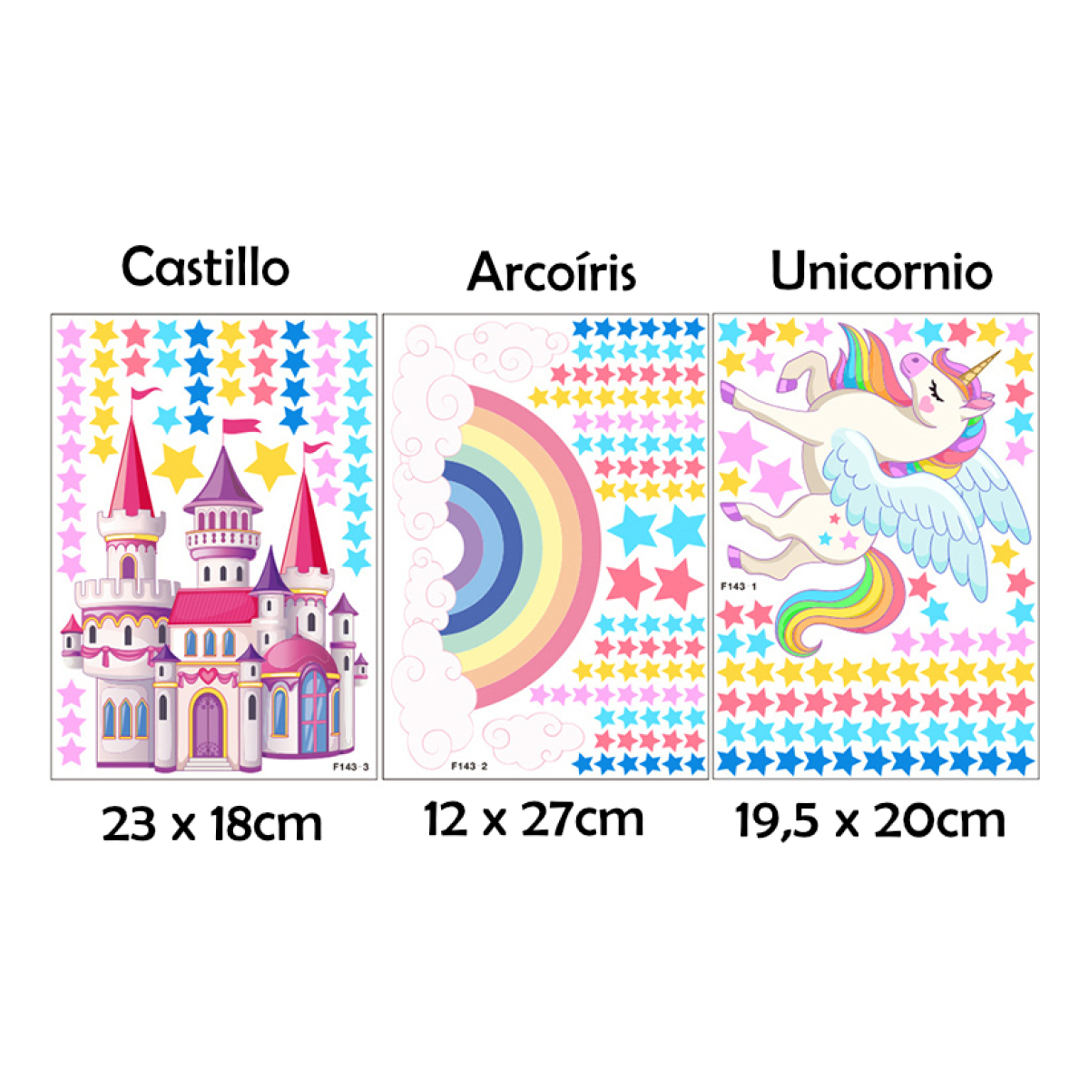 Vinilo Adhesivo Unicornio Magico Castillo Arcoiris Estrellas - Imagen 7