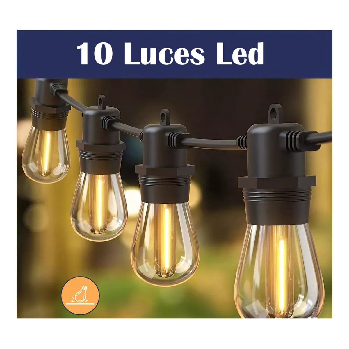 Guirnalda Para Exteriores 10 Luces Led Vintage - Imagen 4
