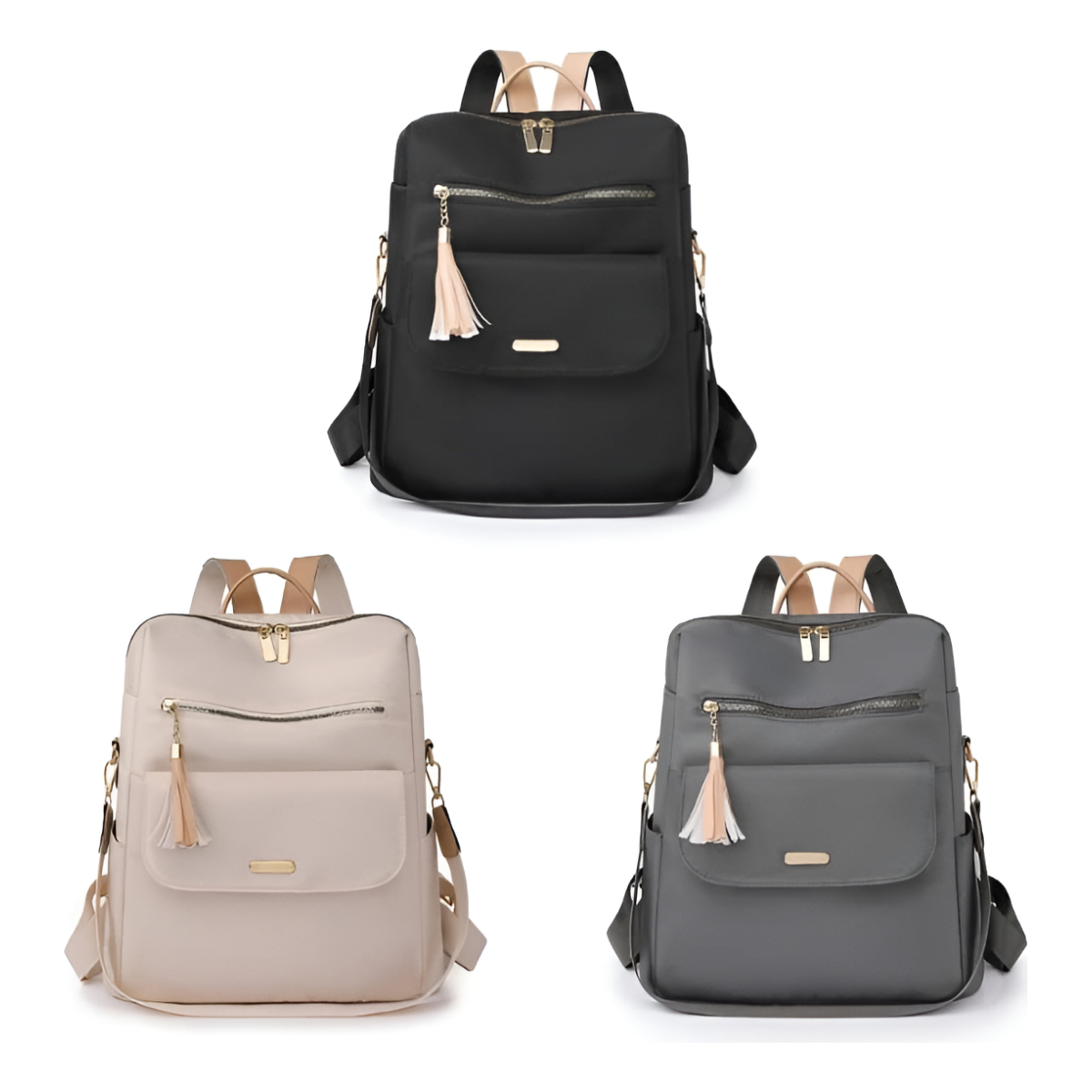 Cartera Mochila Para Dama Lisa Varios Cierres Moderna - Imagen 8