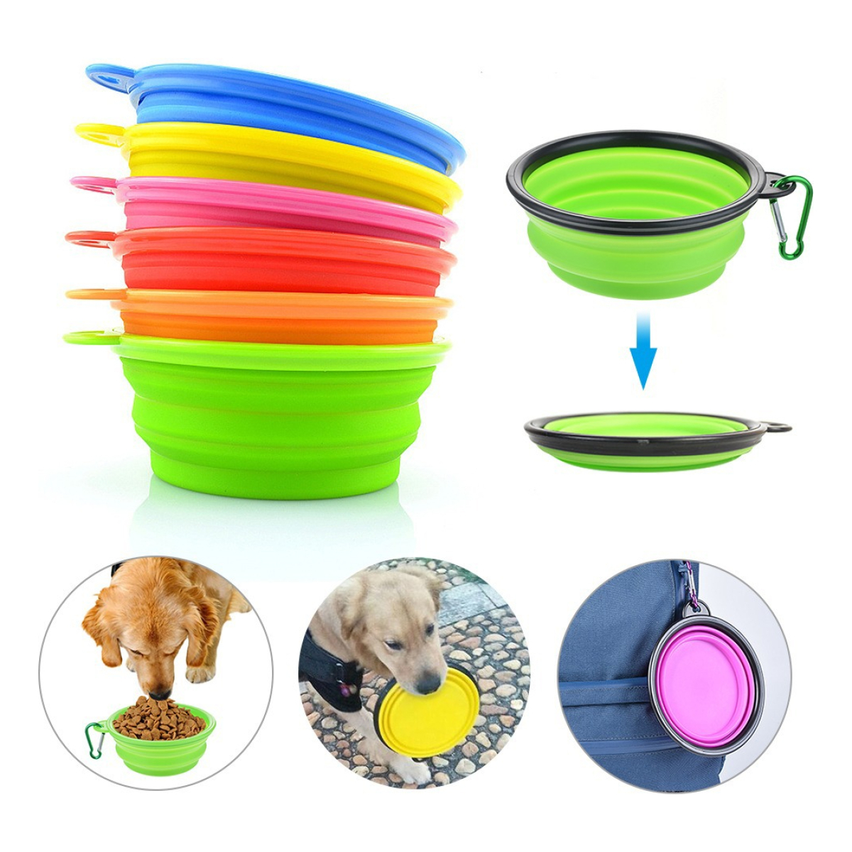 Comedero Bebedero De Silicona Plegable Para Perro Aire Libre - Imagen 33