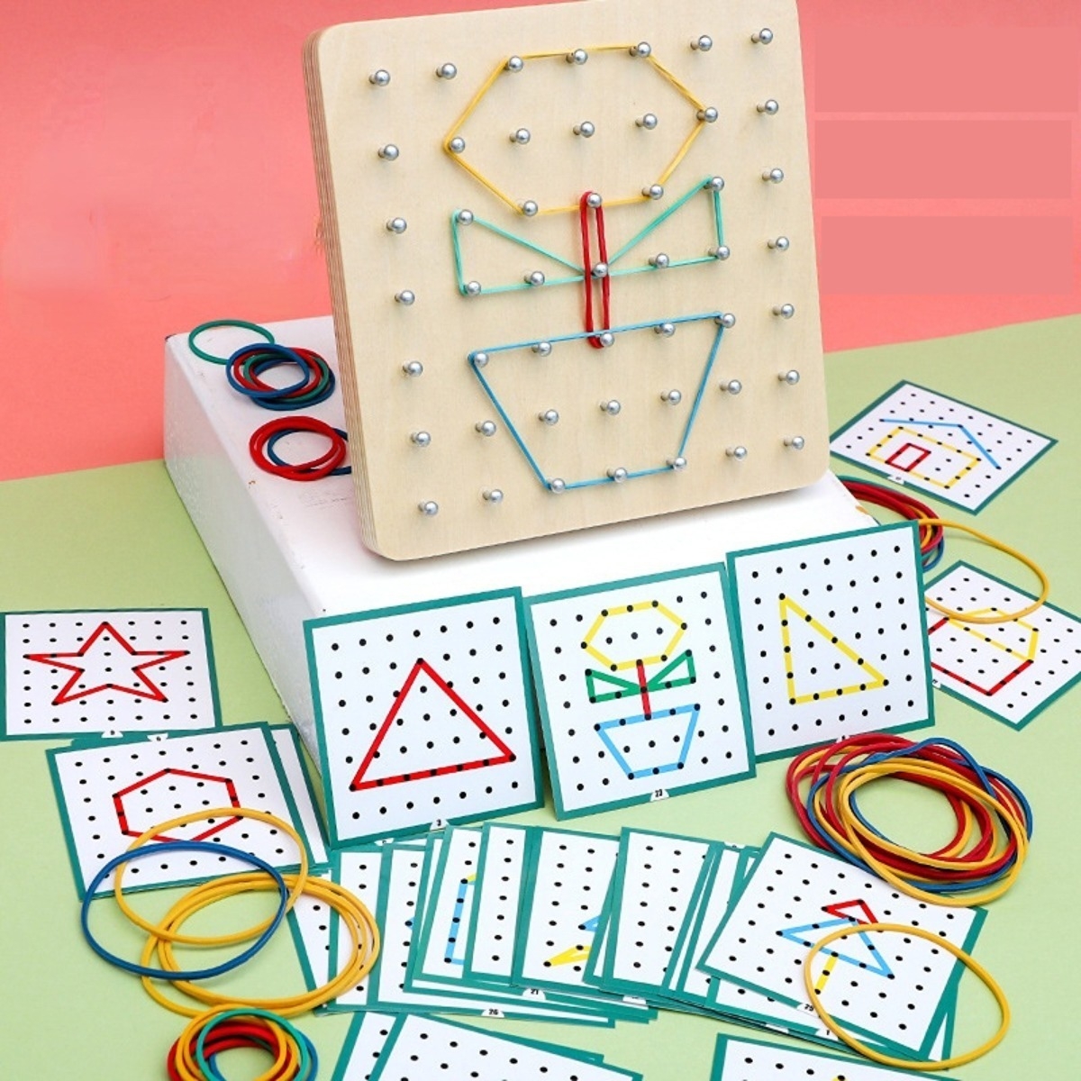 Juguete Para Niños Armar Formas Geoplano Infantil Montessori - Imagen 4
