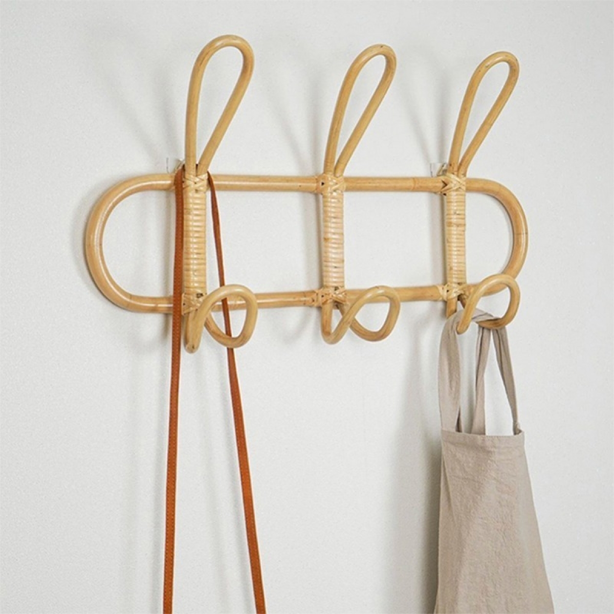Perchero Colgante De Pared Mimbre Ratán Decorativo - Imagen 5
