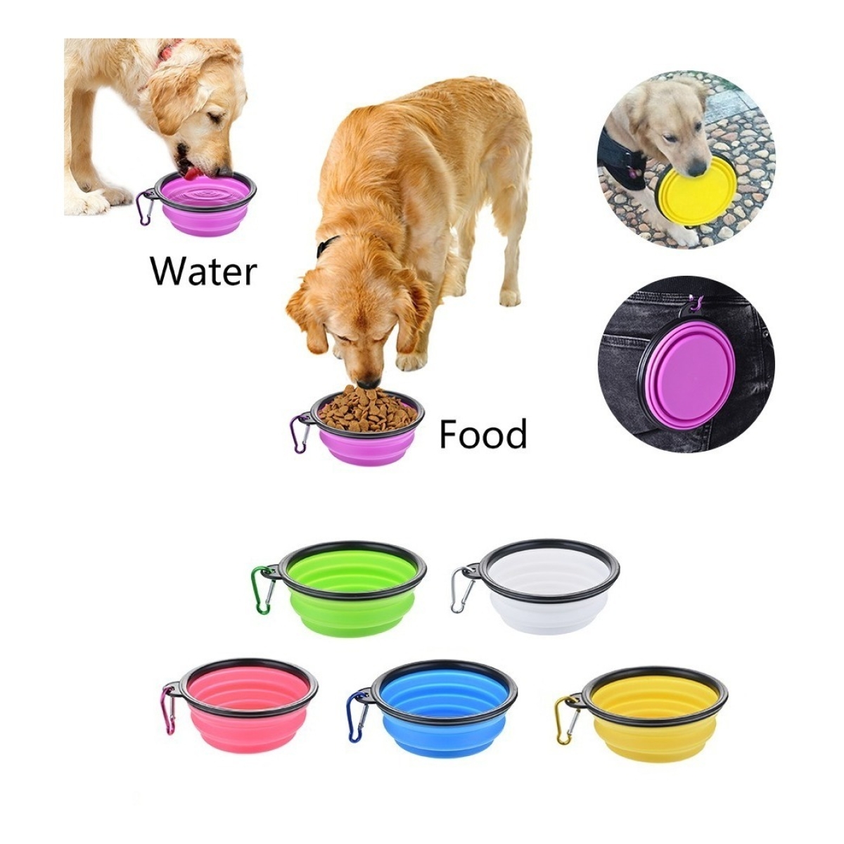 Comedero Bebedero De Silicona Plegable Para Perro Aire Libre - Imagen 18