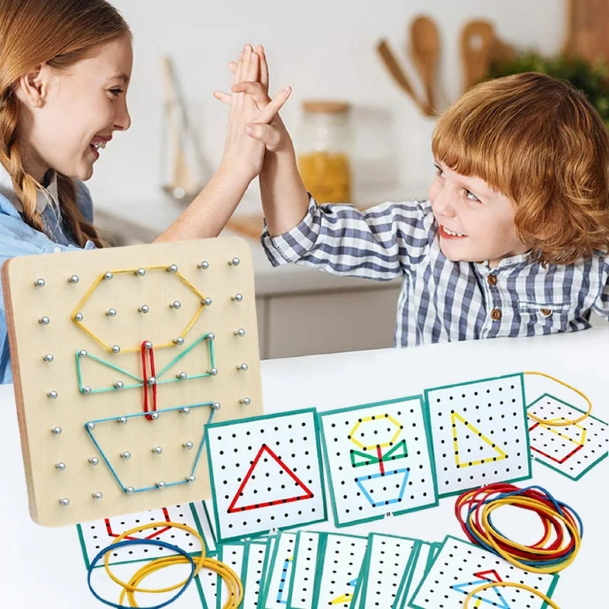 Juguete Para Niños Armar Formas Geoplano Infantil Montessori - Imagen 5
