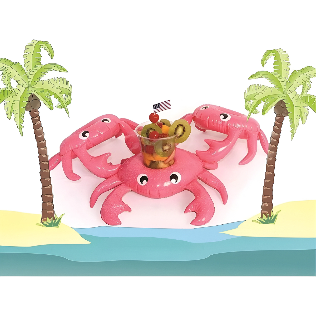 Set X10 Posavasos Inflable Para Piscina Diseño Cangrejo - Imagen 2