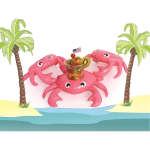Set X10 Posavasos Inflable Para Piscina Diseño Cangrejo - Imagen 2
