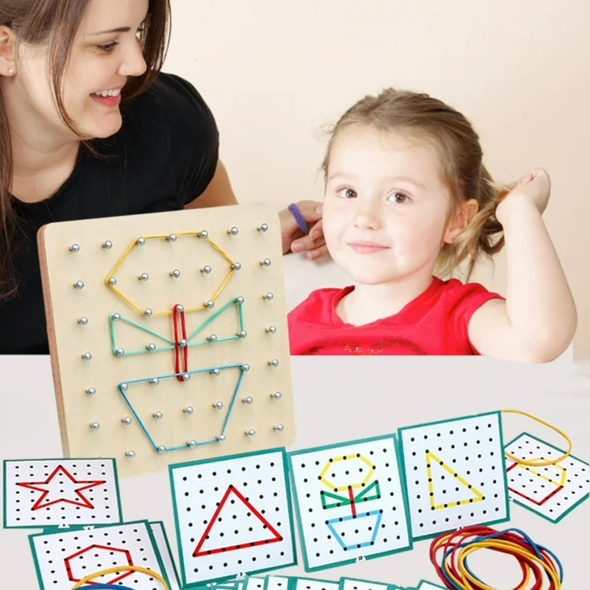 Juguete Para Niños Armar Formas Geoplano Infantil Montessori - Imagen 6