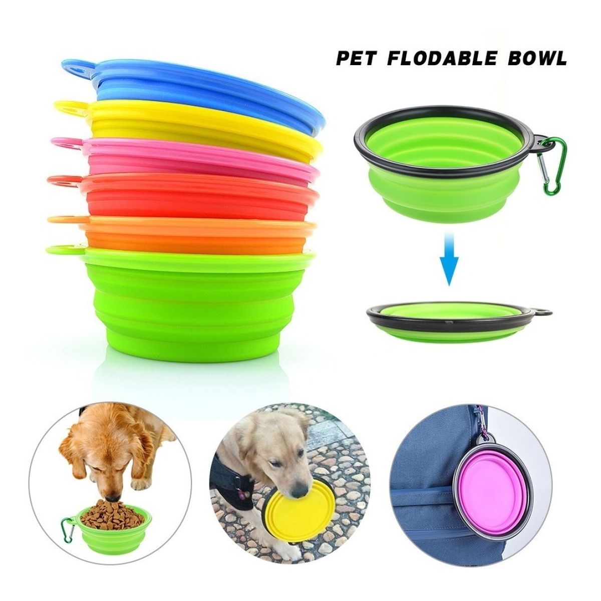 Comedero Bebedero De Silicona Plegable Para Perro Aire Libre - Imagen 4