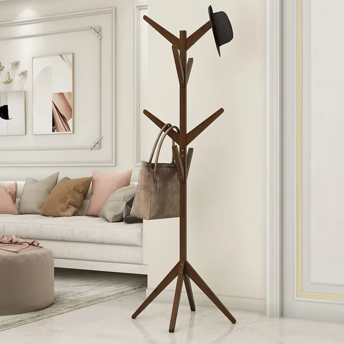 Perchero Organizador Ropa De Pie 175cm De Bambu 8 Ganchos - Imagen 2
