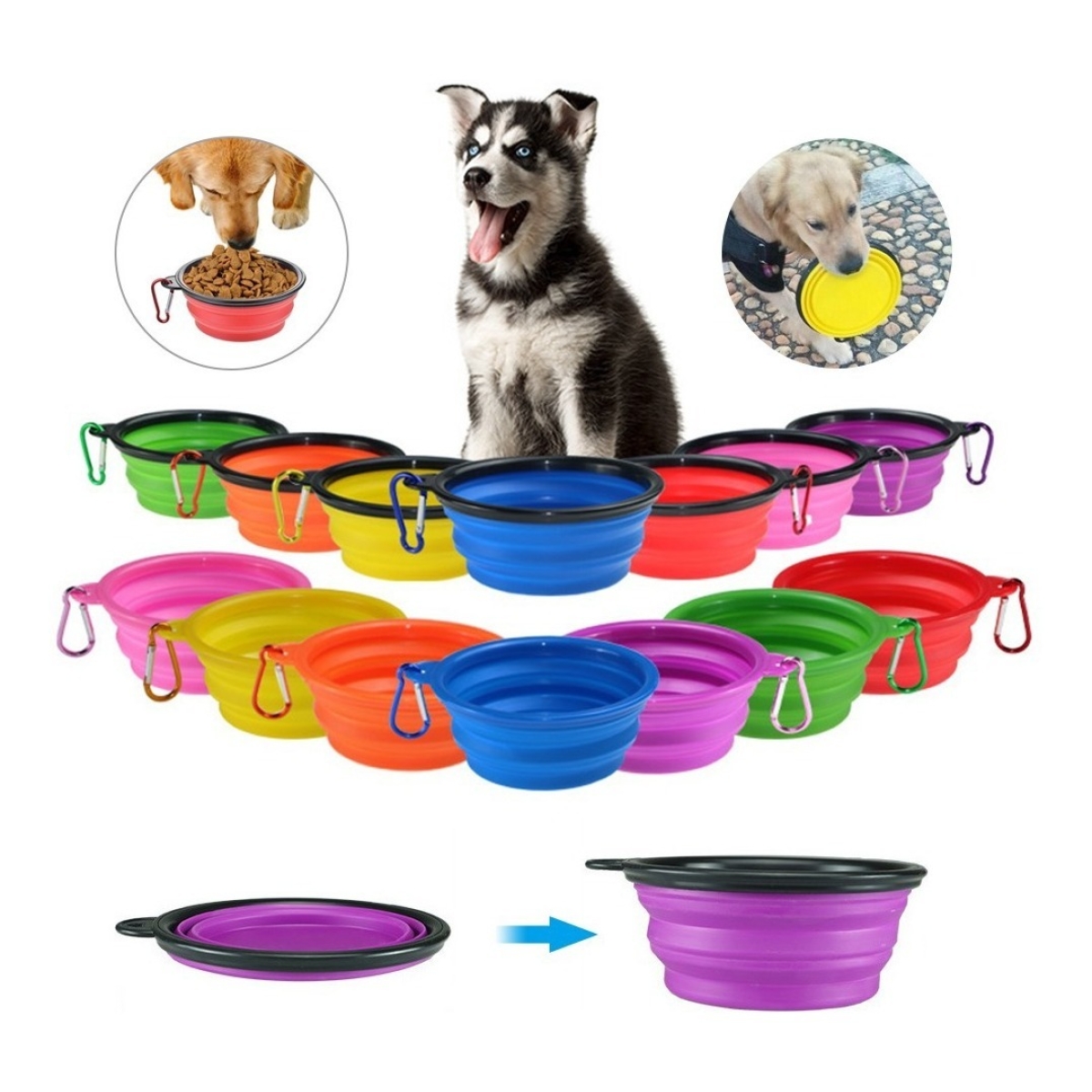Comedero Bebedero De Silicona Plegable Para Perro Aire Libre - Imagen 30