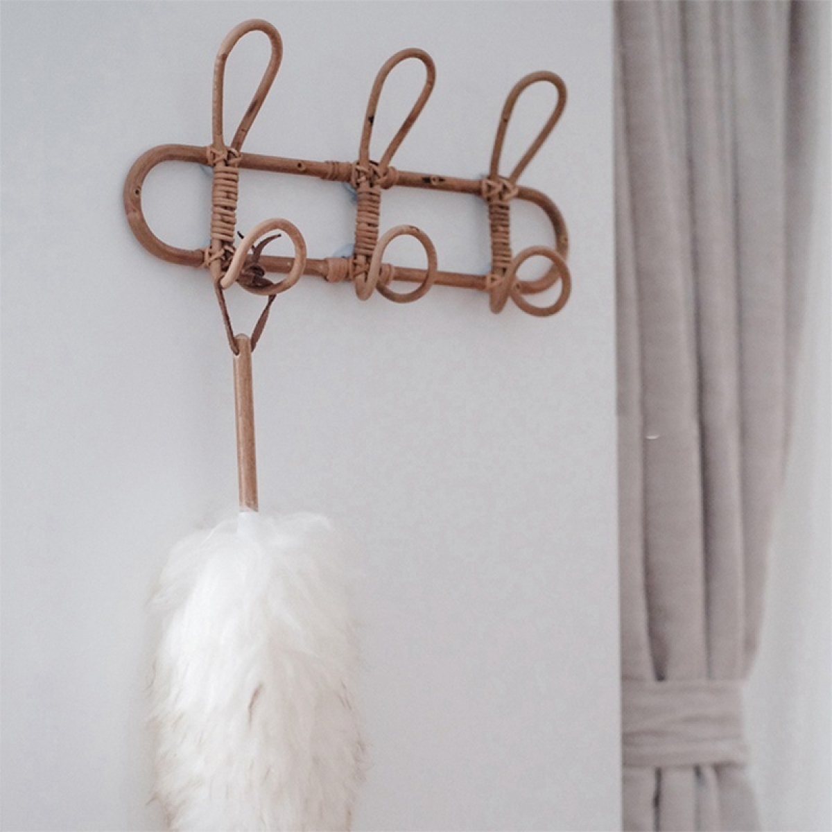 Perchero Colgante De Pared Mimbre Ratán Decorativo - Imagen 12