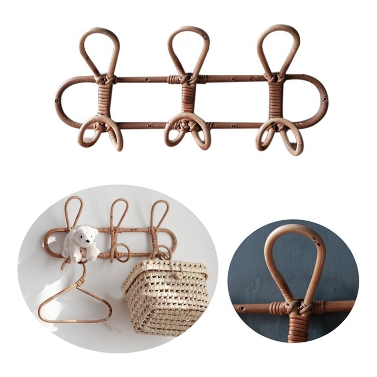 Perchero Colgante De Pared Mimbre Ratán Decorativo - Imagen 13