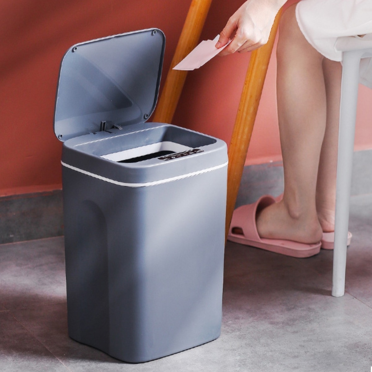 Papelera Cesto Basura Automatica 16l Basurero Recargable - Imagen 7