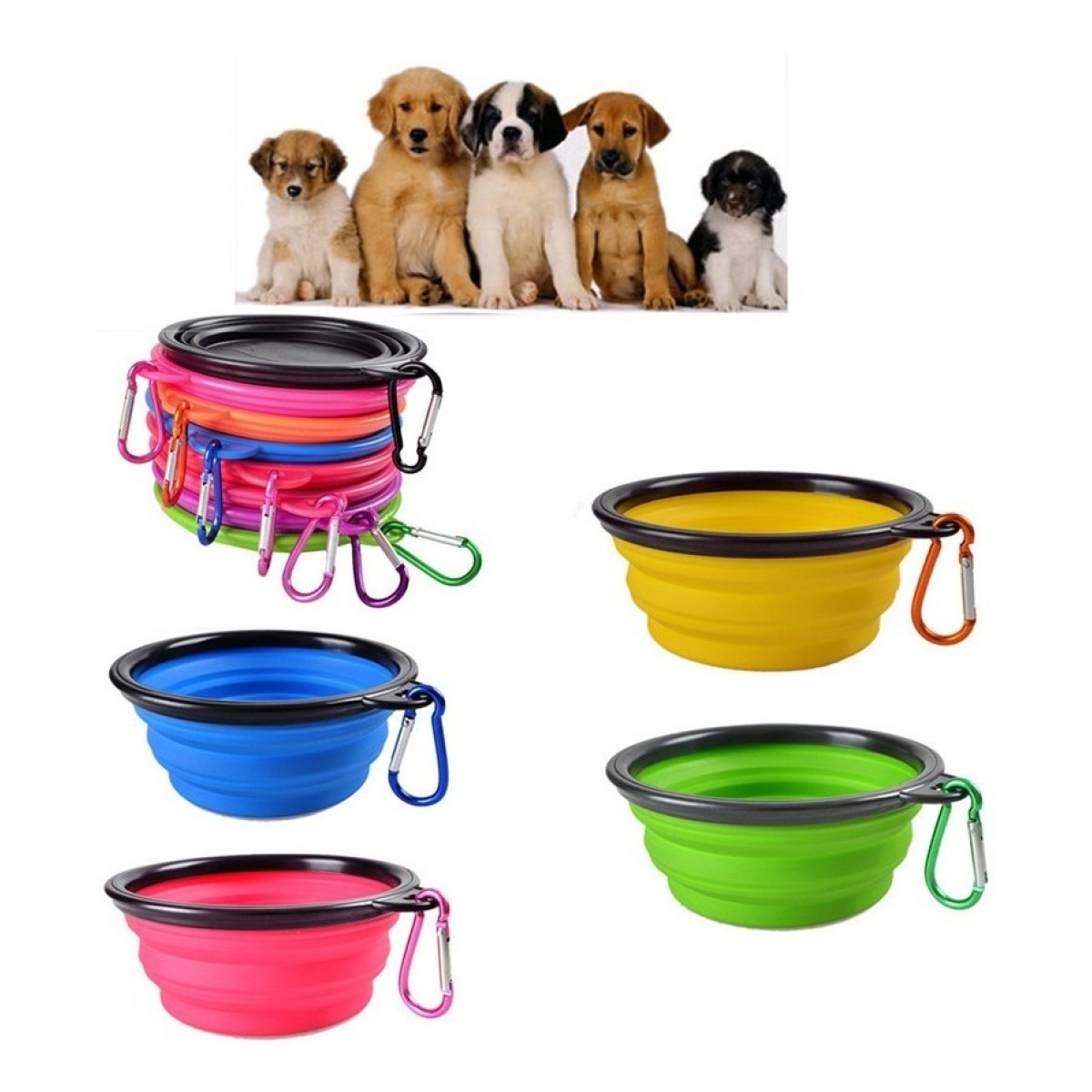 Comedero Bebedero De Silicona Plegable Para Perro Aire Libre - Imagen 3