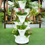 Maceta X 3 Plástica Encastrable Para Jardín Vertical Ruedas - Imagen 3