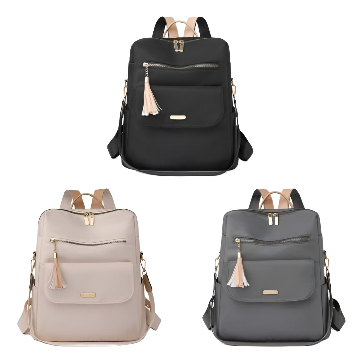Cartera Mochila Para Dama Lisa Varios Cierres Moderna - Imagen 4