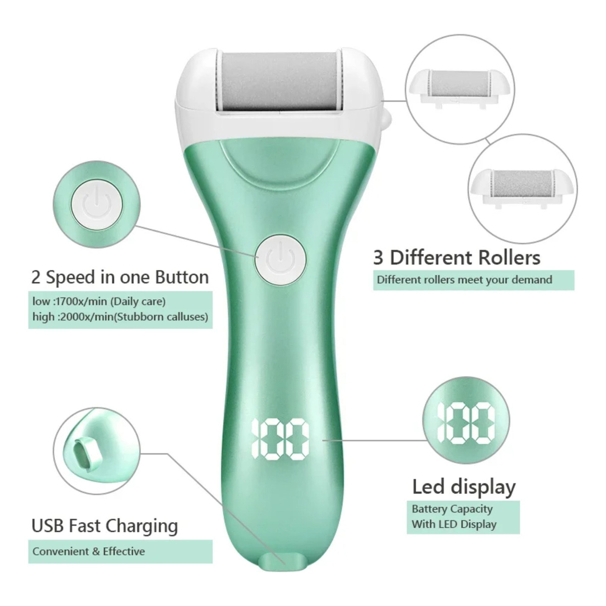 Lima Removedora De Callos Electrica Para Pedicura Usb - Imagen 3