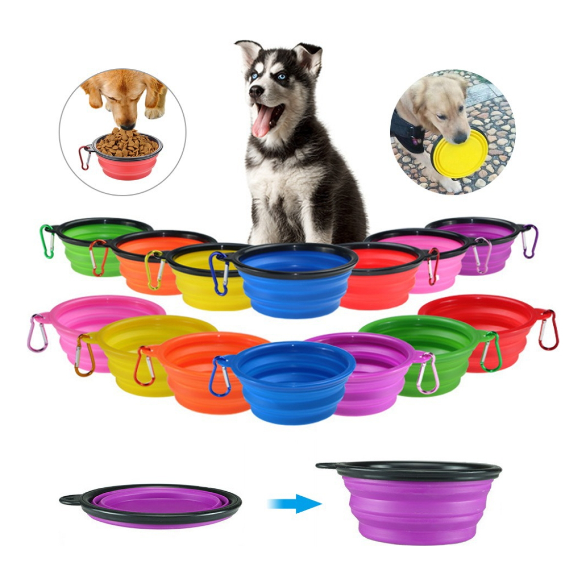 Comedero Bebedero De Silicona Plegable Para Perro Aire Libre - Imagen 36