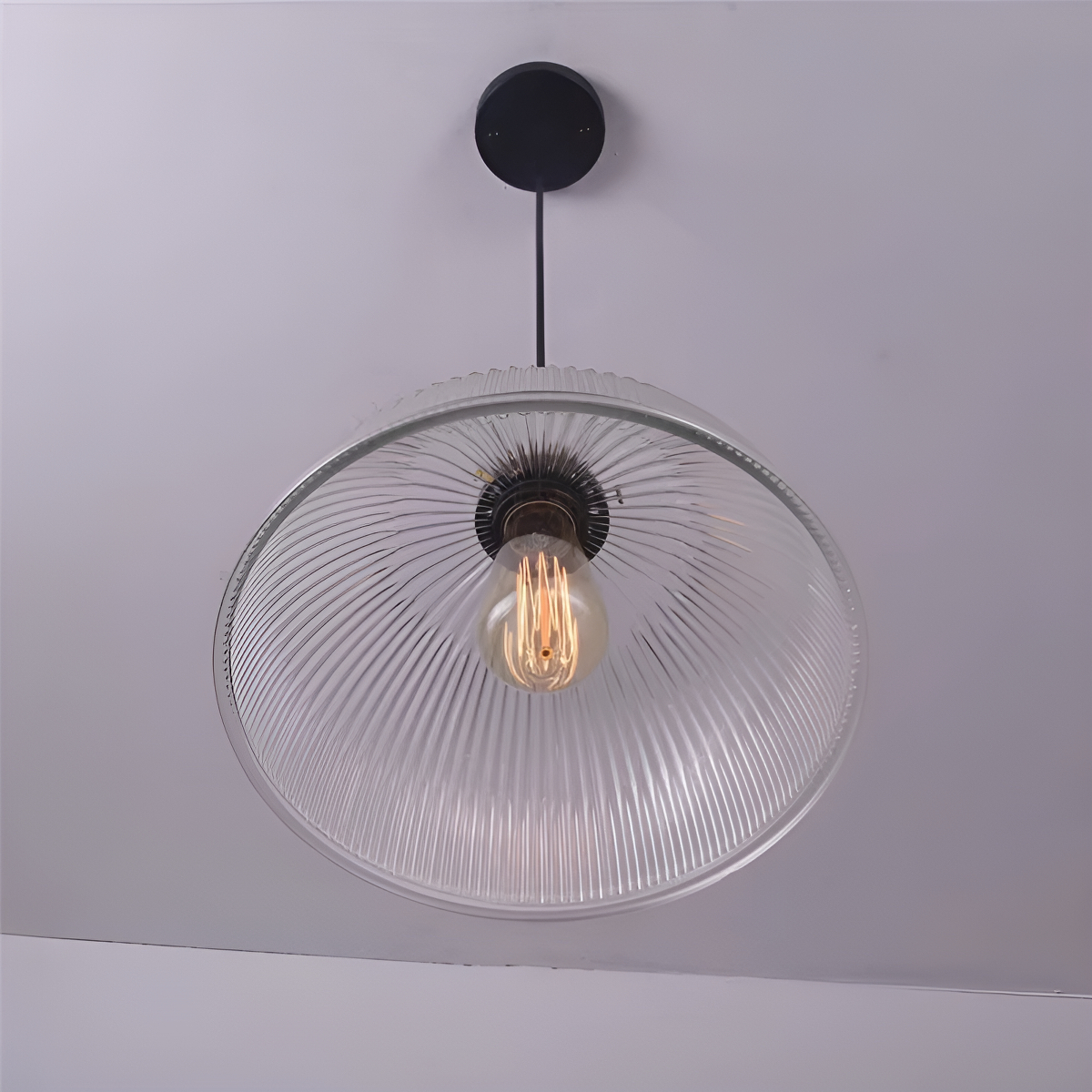 Lampara Campana Colgante De Techo Tipo Industrial De Vidrio - Imagen 6