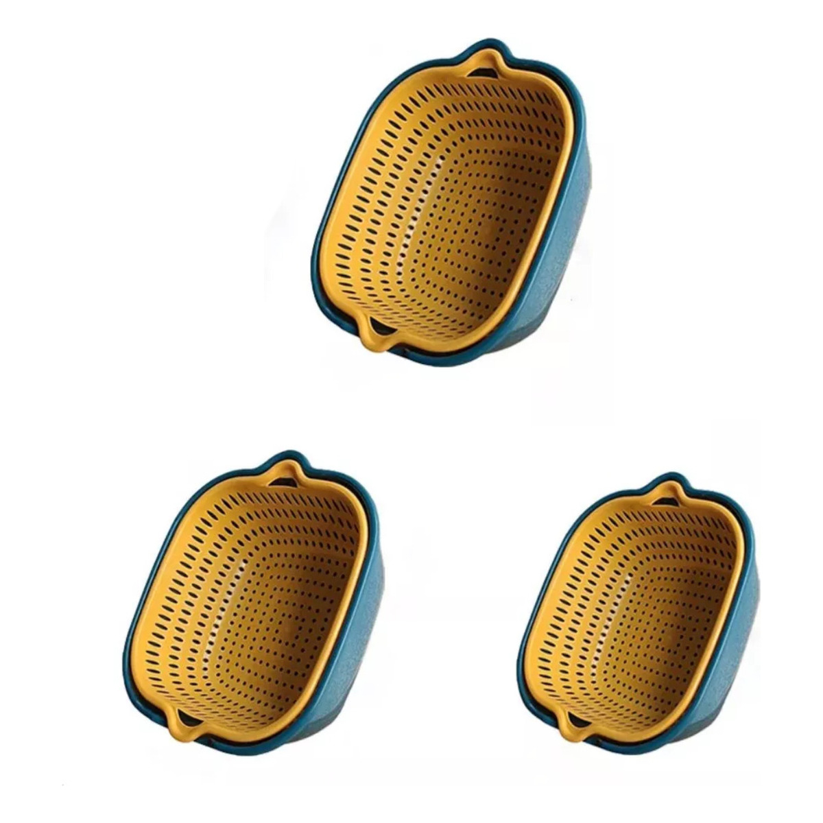 Set X3 Colador Pasta Alimentos Vegetales Con Recipiente - Imagen 1