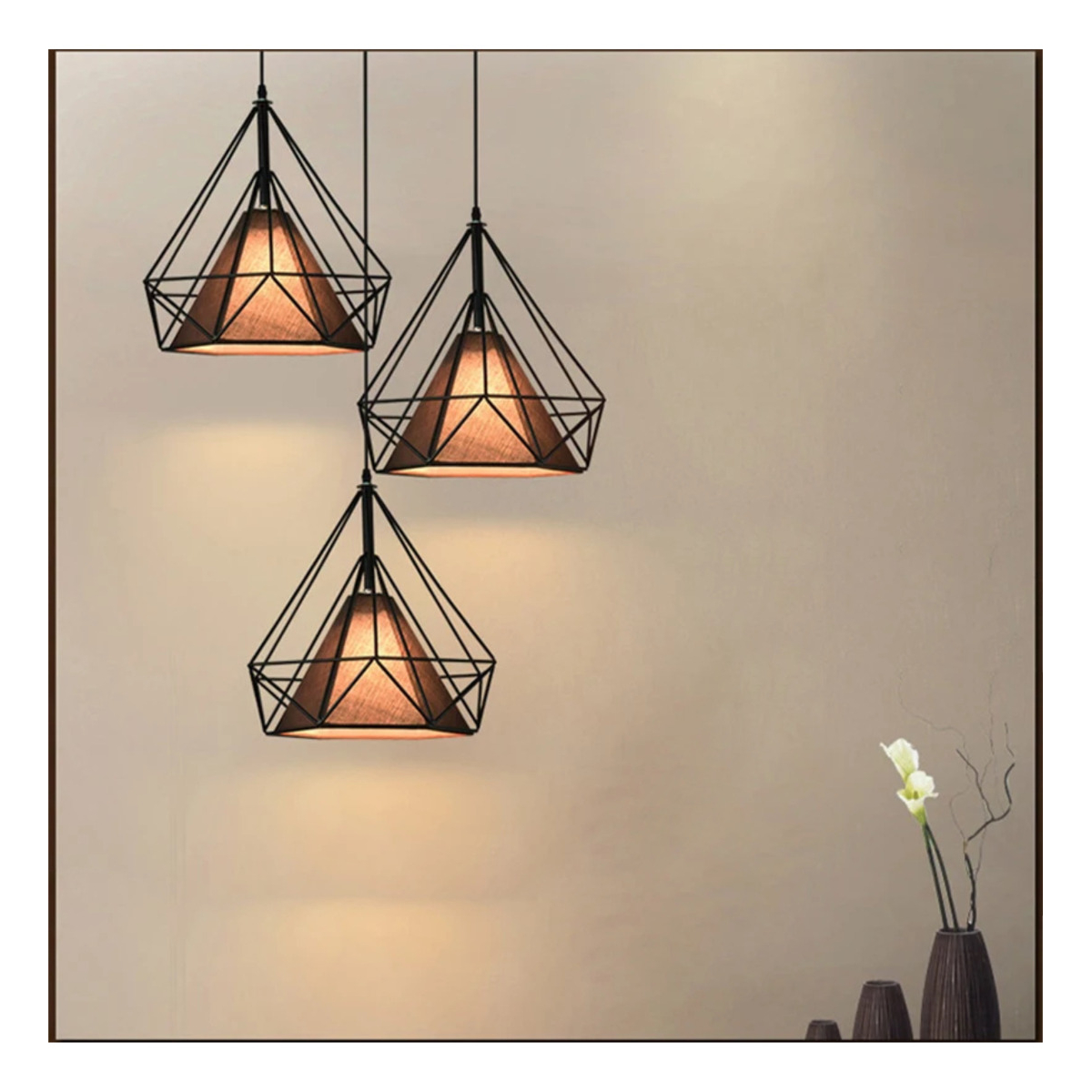 Lampara Colgante Estilo Jaula Diamante Iluminación Luz - Imagen 10