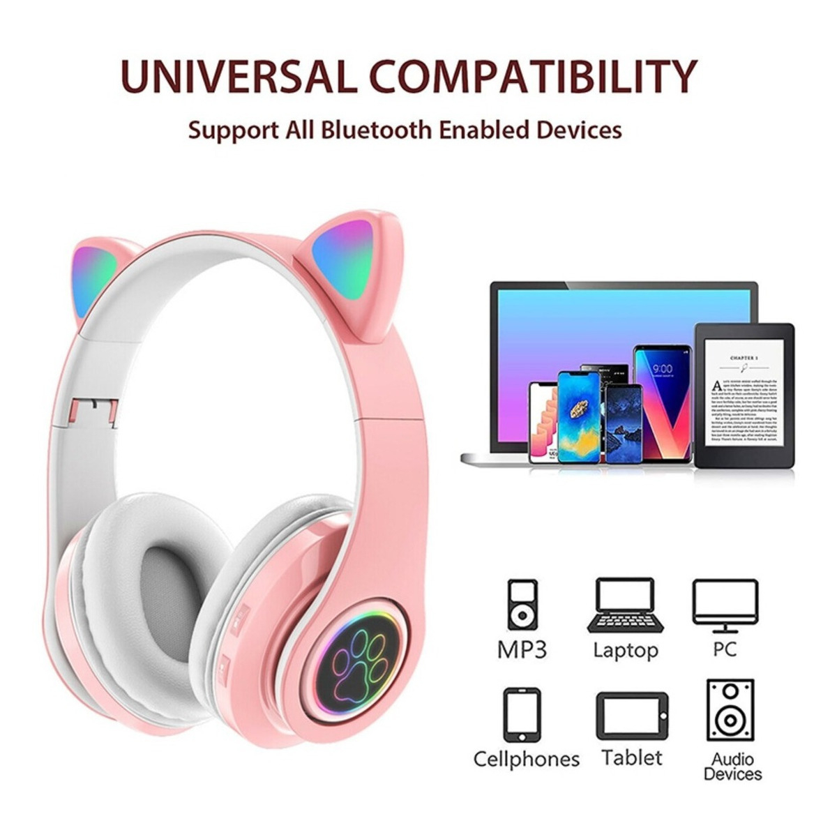 Auriculares Con Orejas Y Luces Divertidos Bluetooth - Imagen 13