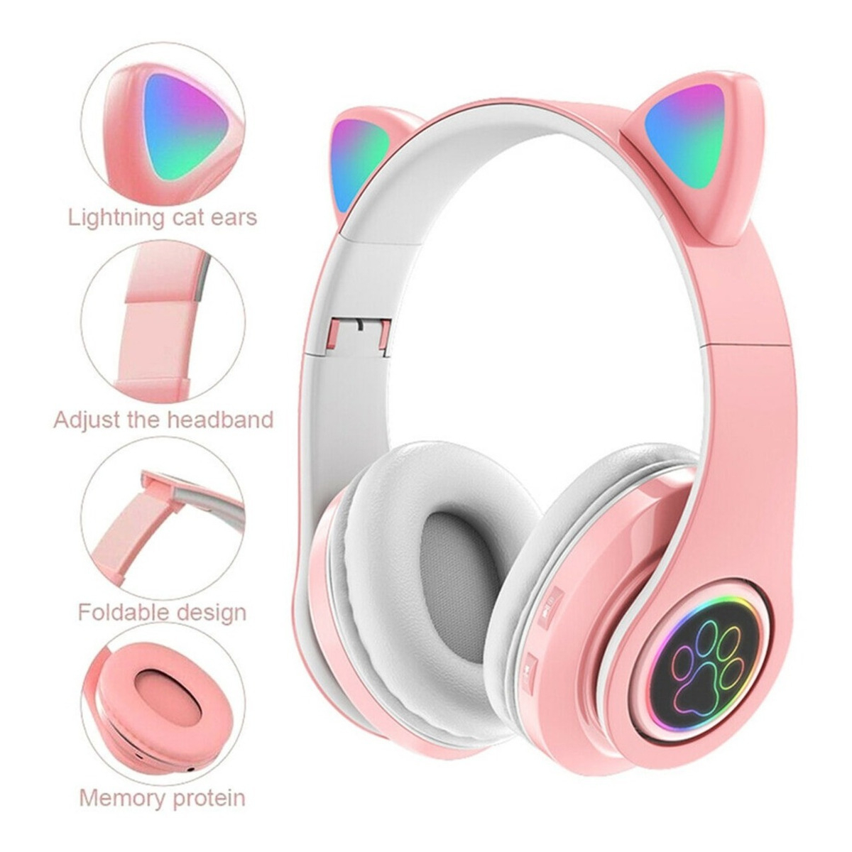 Auriculares Con Orejas Y Luces Divertidos Bluetooth - Imagen 21