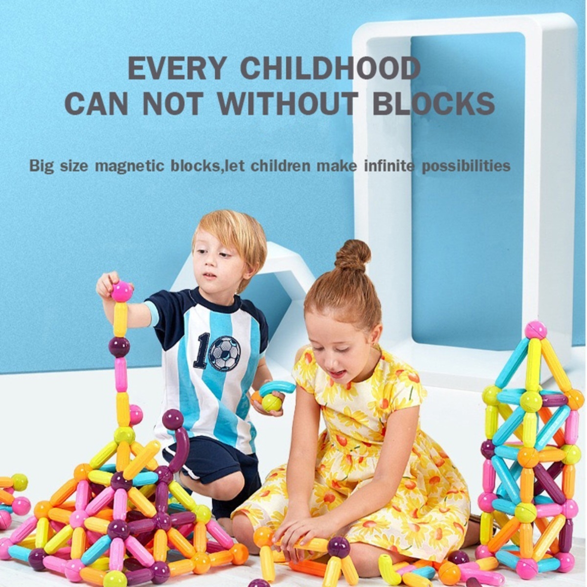 Juego Construccion Bloques Magneticos 64 Piezas Gigantes - Imagen 8