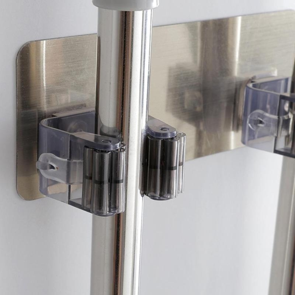 Soporte Para Escoba O Lampaso Autoadhesivo Pared Doble - Imagen 12