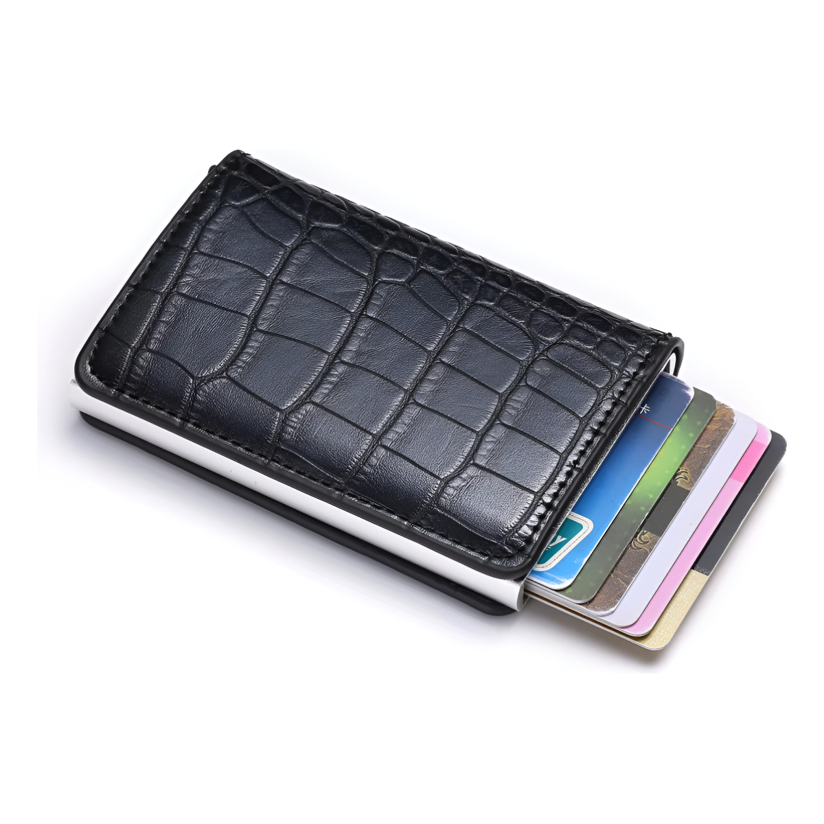 Porta Tarjetas De Metal Rfid Cuero Sintetico - Imagen 3
