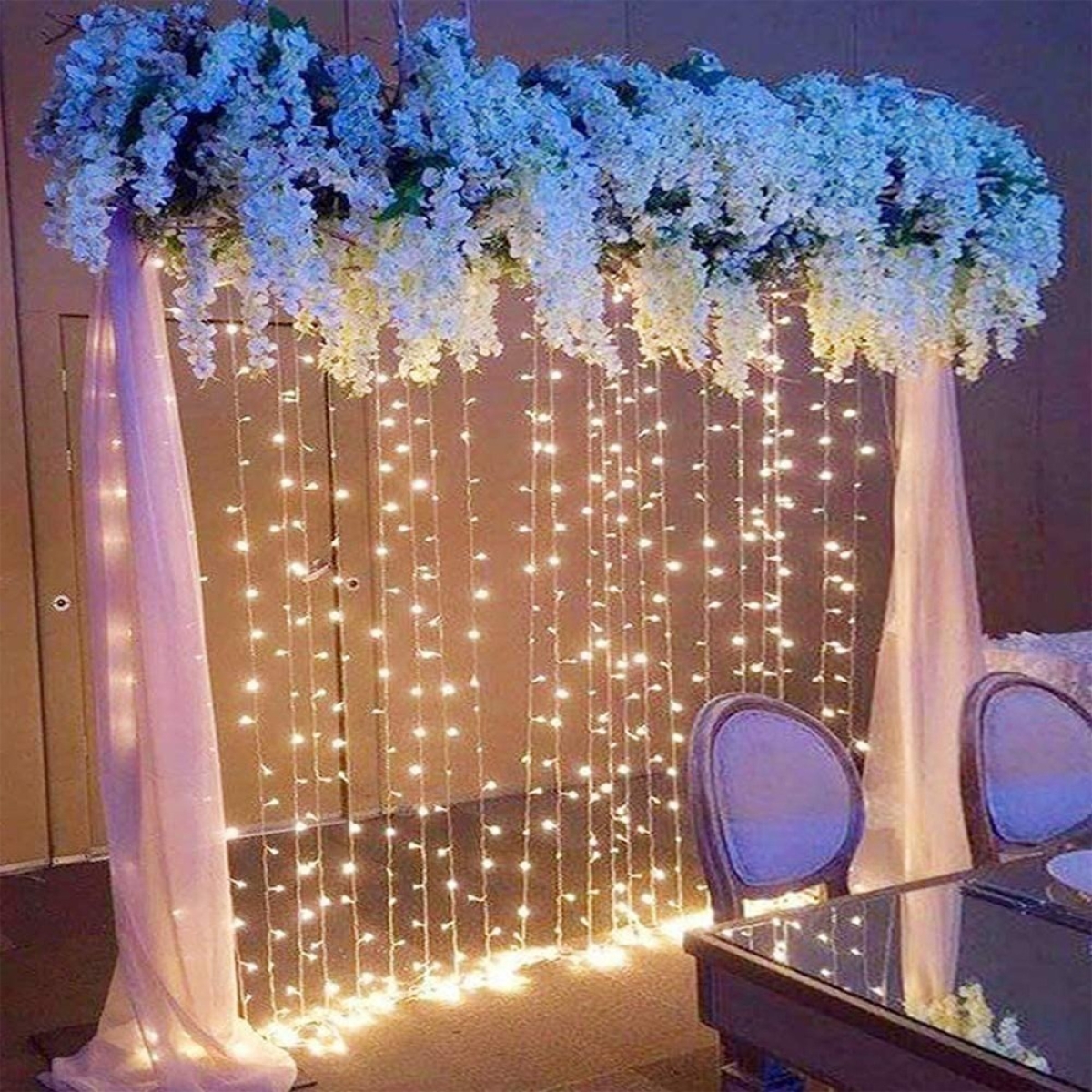 Lluvia De Luces Cortina Led 3x3 Mt P/ Bodas Fiestas Luz Guía - Imagen 6