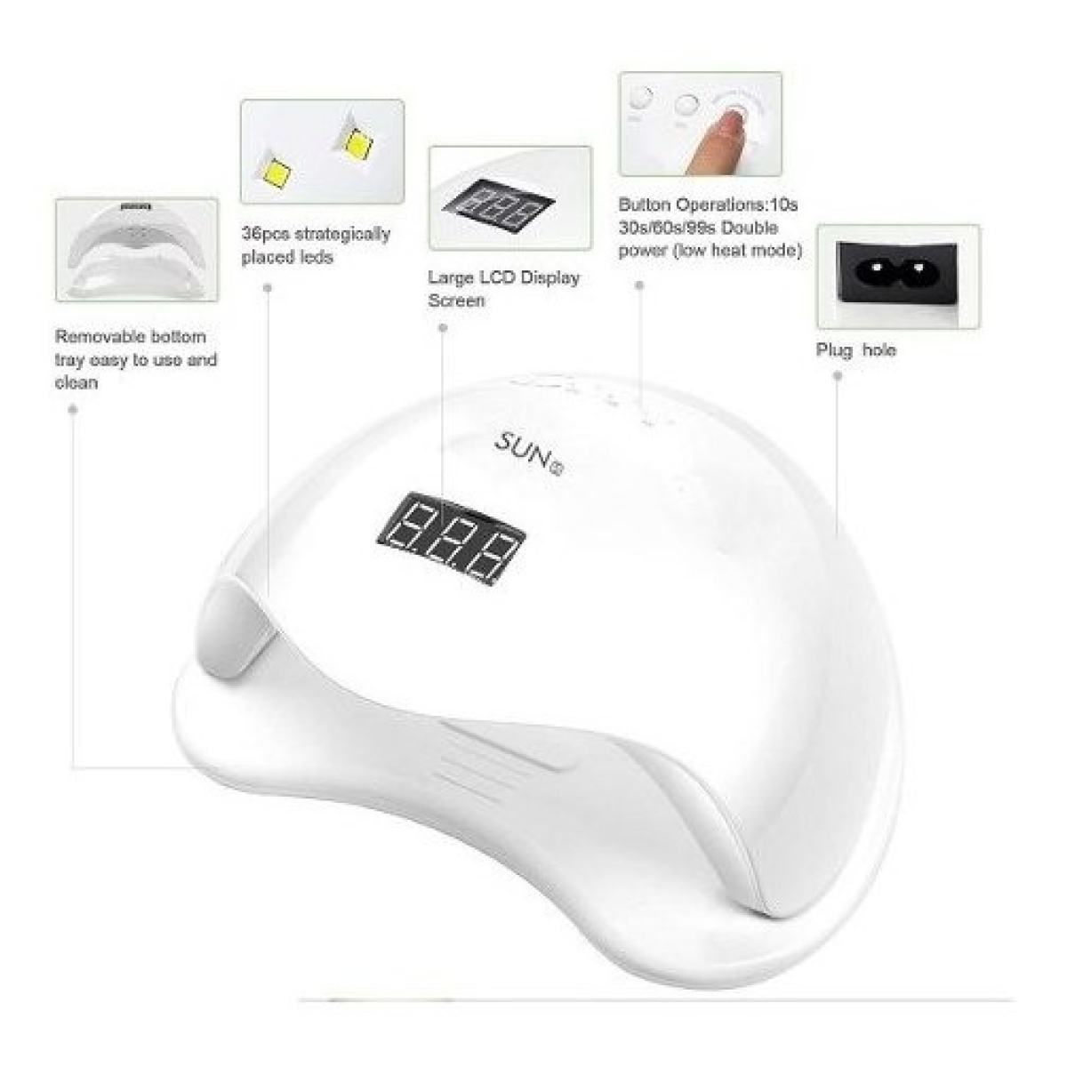 Lampara Uv Led 48w Cabina Secador Uñas En Gel Premium Sun 5 - Imagen 5
