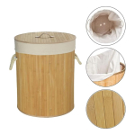 Cesto Para Ropa Sucia Gran Capacidad Bambu Con Tapa 50x35 - Imagen 2