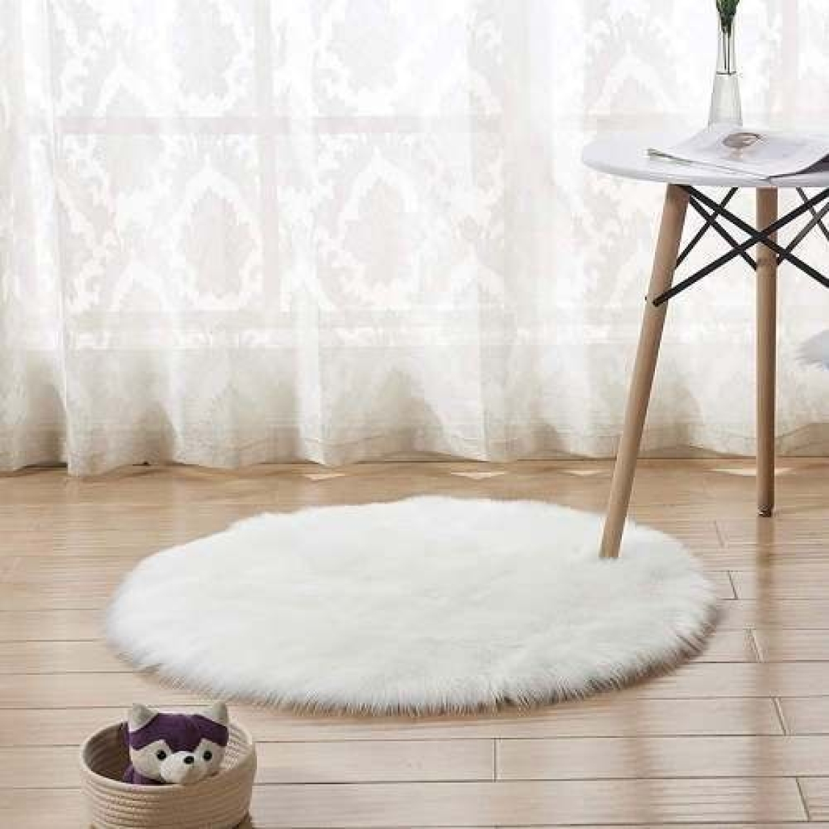 Alfombra Redonda Shaggy 90cm Premium Suave Moderna - Imagen 7