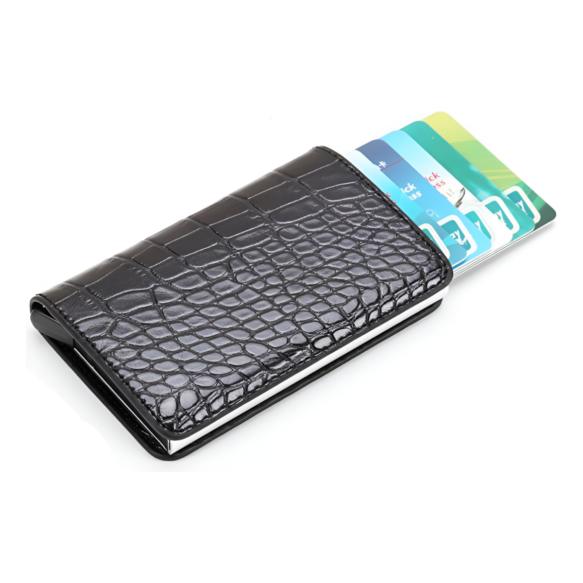 Porta Tarjetas De Metal Rfid Cuero Sintetico - Imagen 1