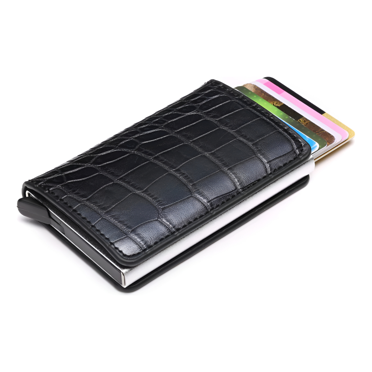 Porta Tarjetas De Metal Rfid Cuero Sintetico - Imagen 2
