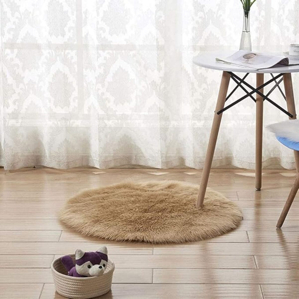 Alfombra Redonda Shaggy 90cm Premium Suave Moderna - Imagen 18