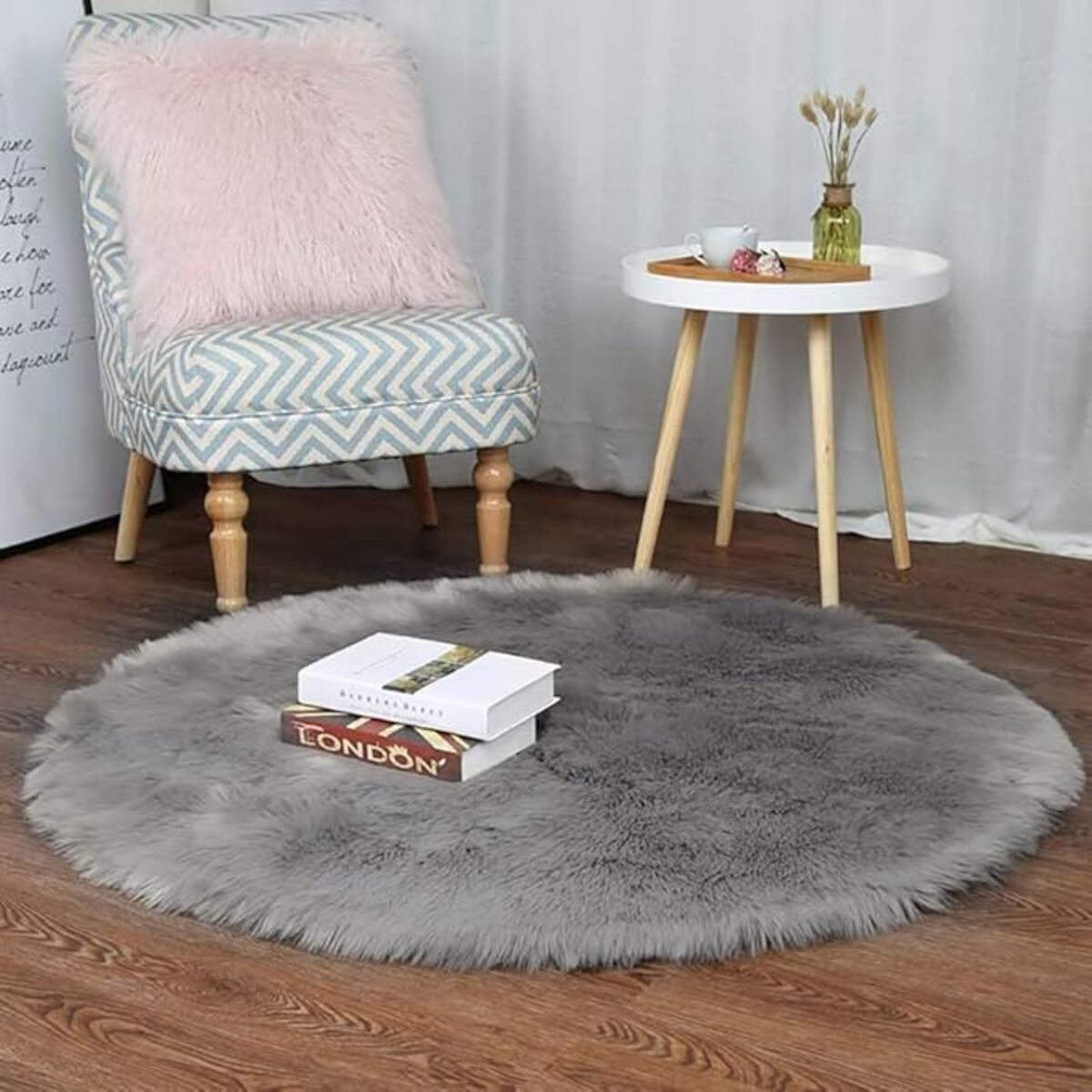 Alfombra Redonda Shaggy 90cm Premium Suave Moderna - Imagen 29