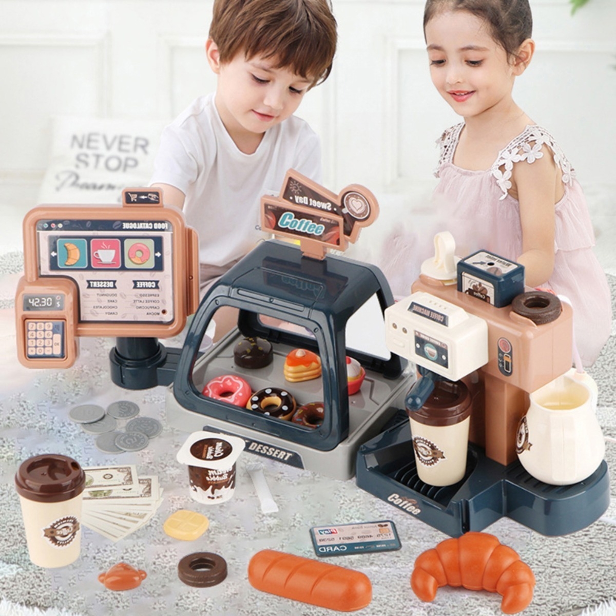 Juguete Cafeteria Niños Niñas Barista Con Caja Registradora - Imagen 17