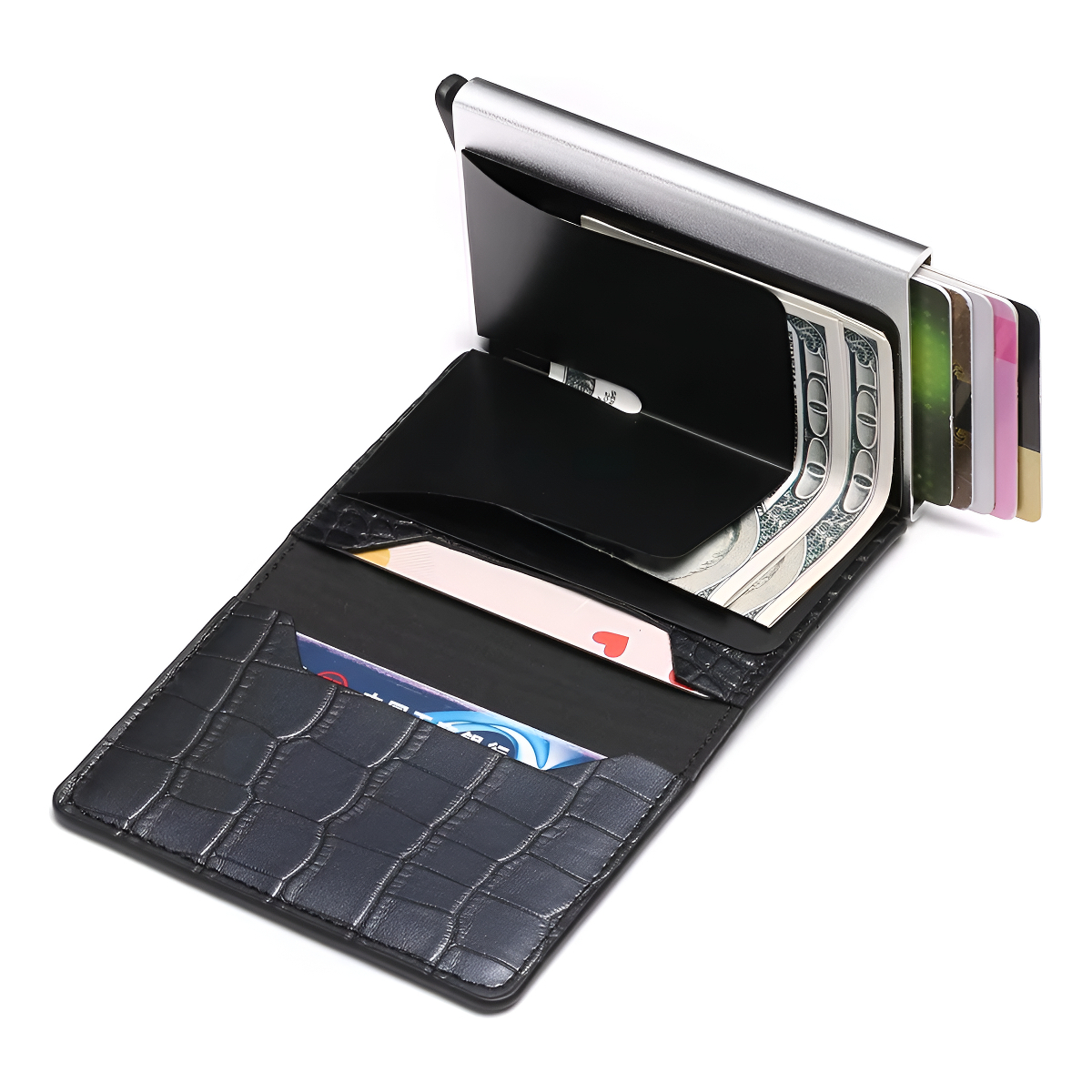 Porta Tarjetas De Metal Rfid Cuero Sintetico - Imagen 5