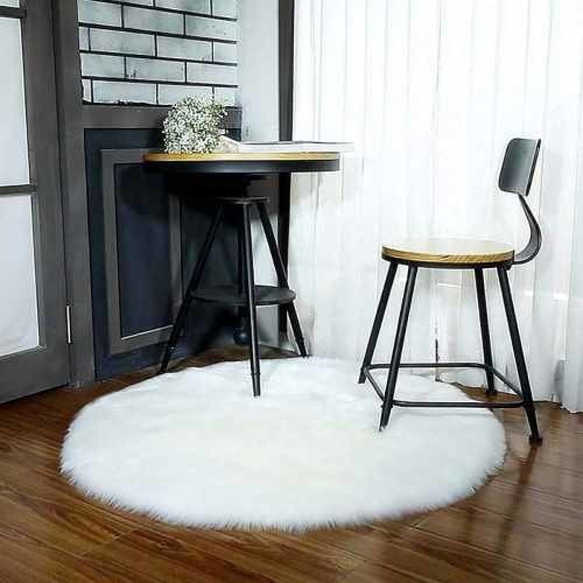 Alfombra Redonda Shaggy 90cm Premium Suave Moderna - Imagen 4