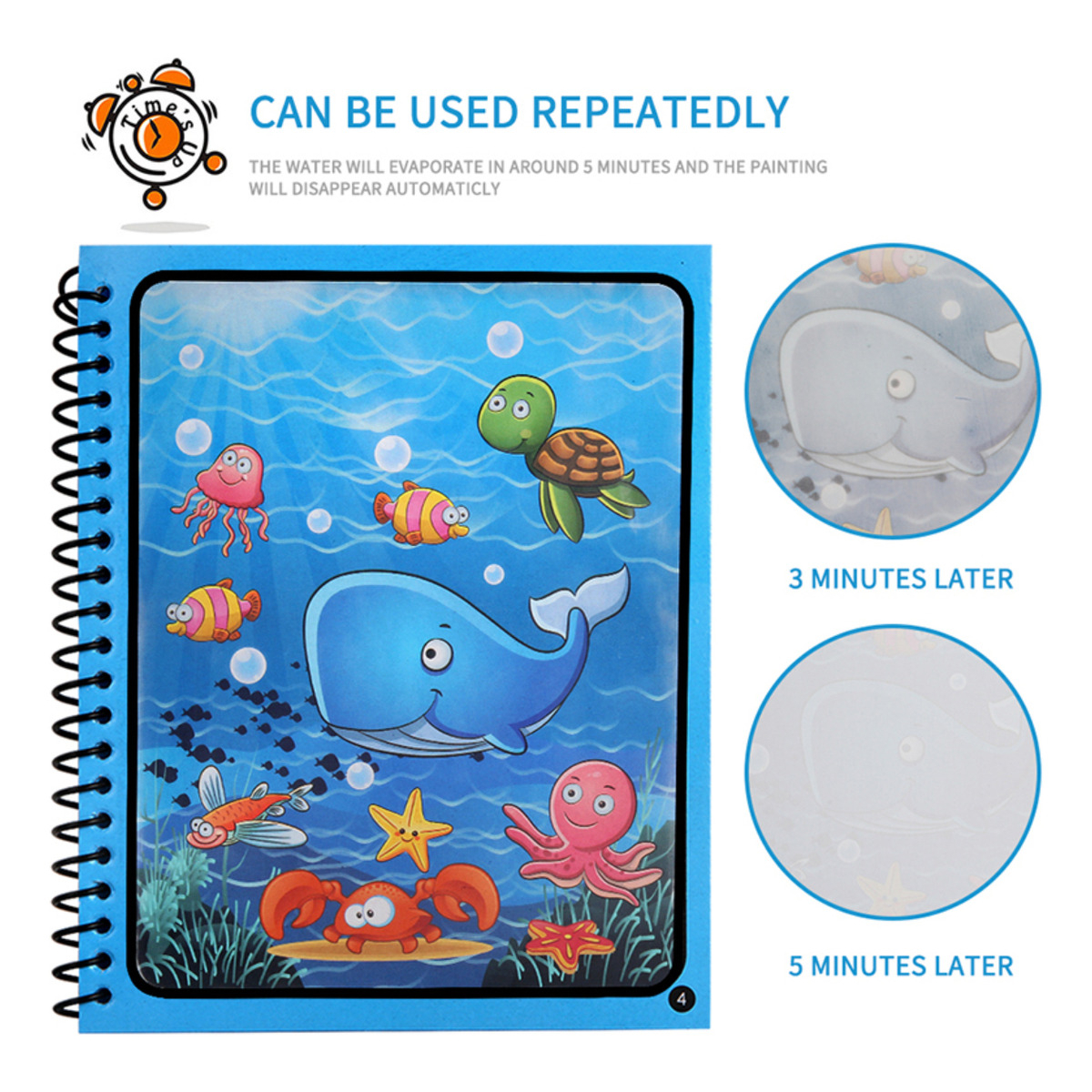 Libro Magico Colorea Con Agua Reutilizable Juguete Niños - Imagen 2