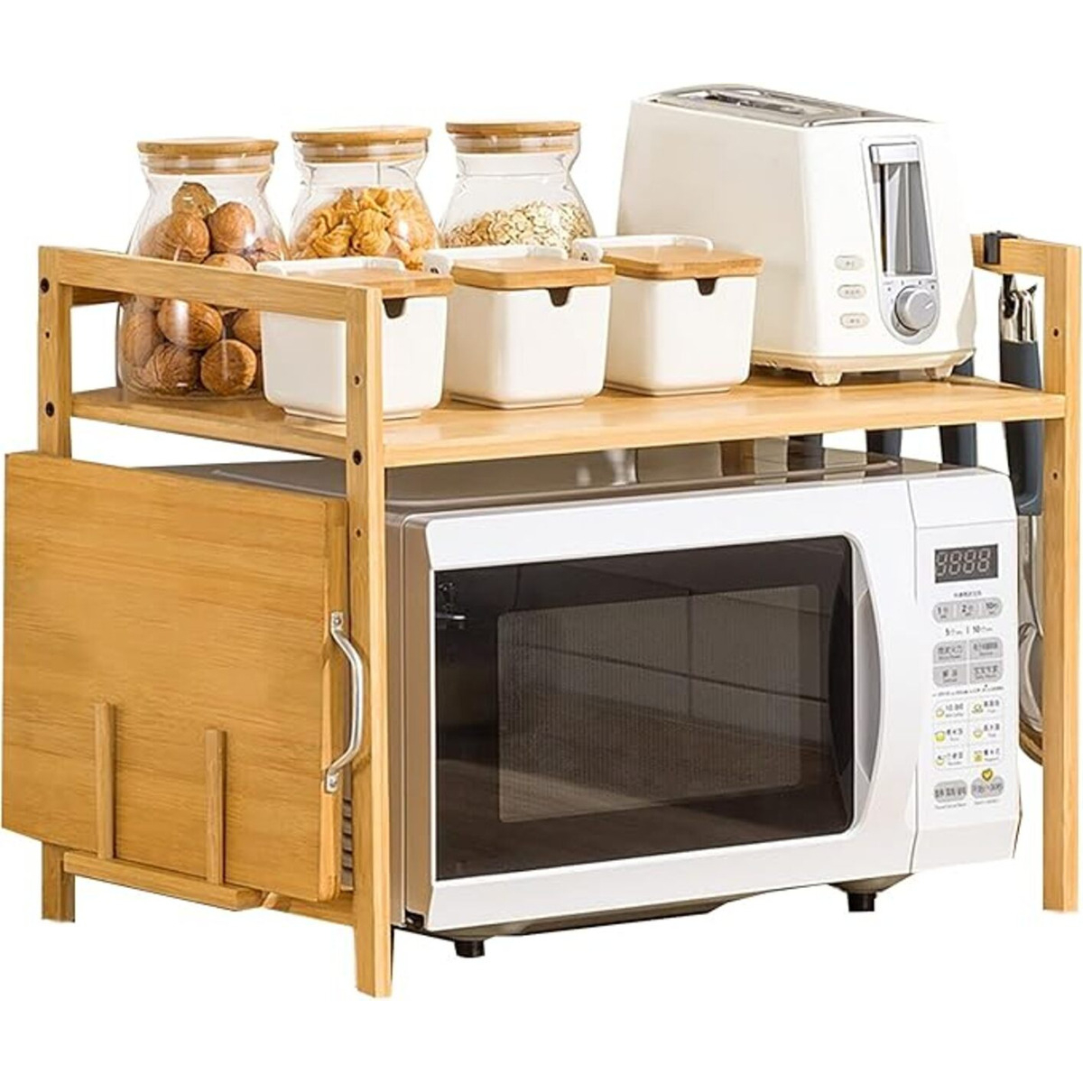 Estante Organizador De Bambu Para Microondas Cocina - Imagen 6