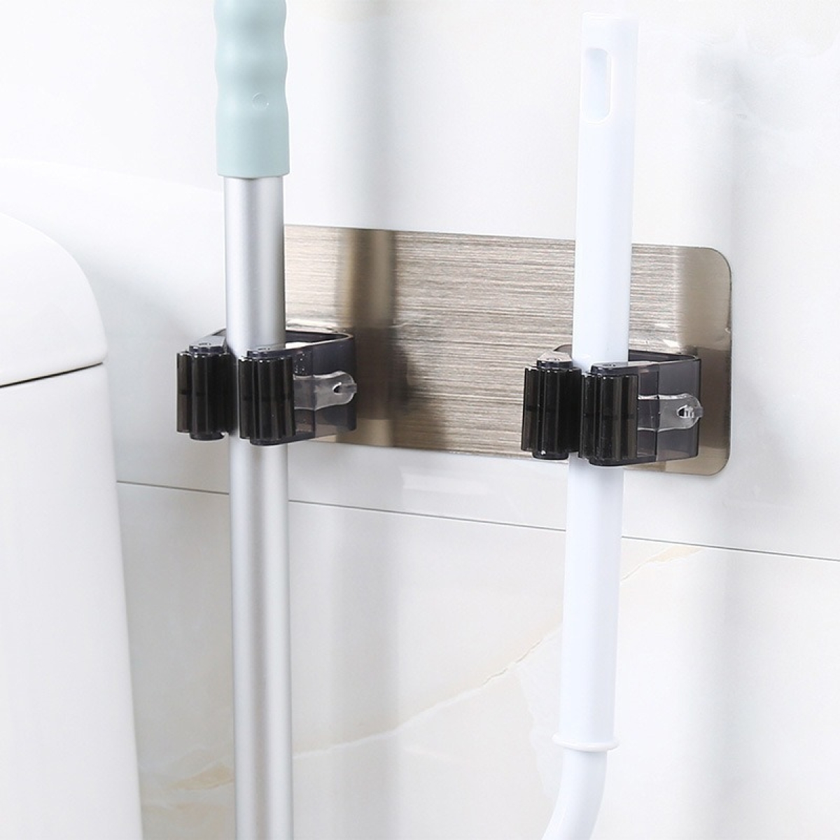 Soporte Para Escoba O Lampaso Autoadhesivo Pared Doble - Imagen 3