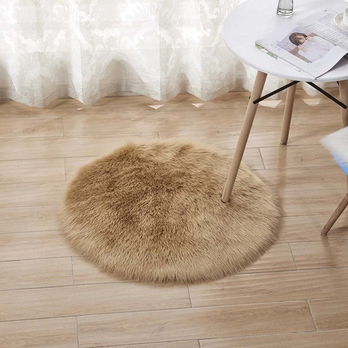 Alfombra Redonda Shaggy 90cm Premium Suave Moderna - Imagen 17