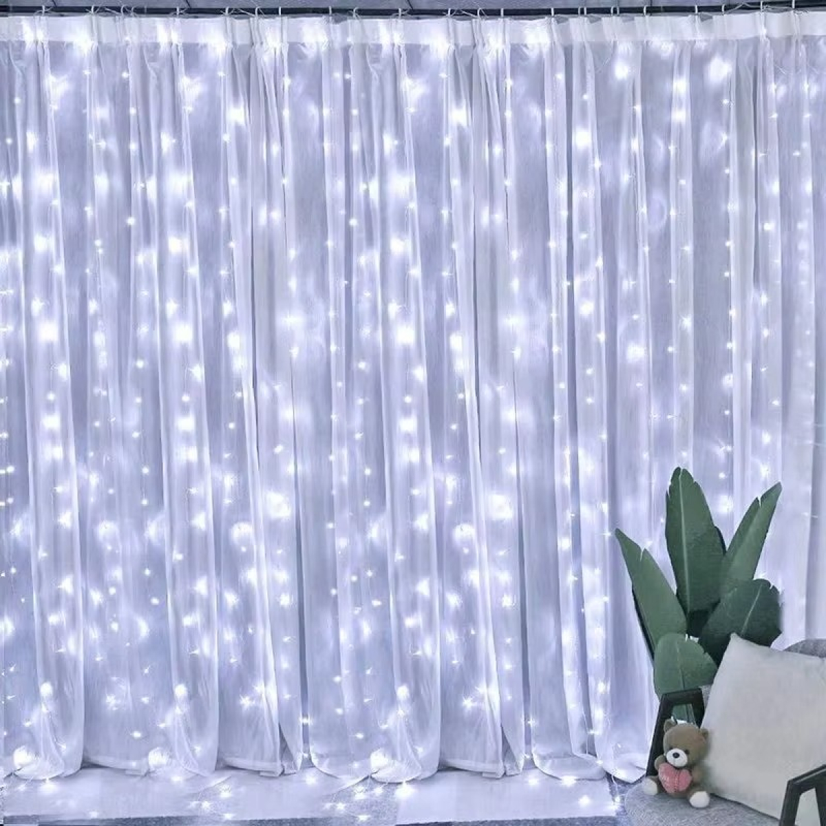 Lluvia De Luces Cortina Led 3x3 Mt P/ Bodas Fiestas Luz Guía - Imagen 13