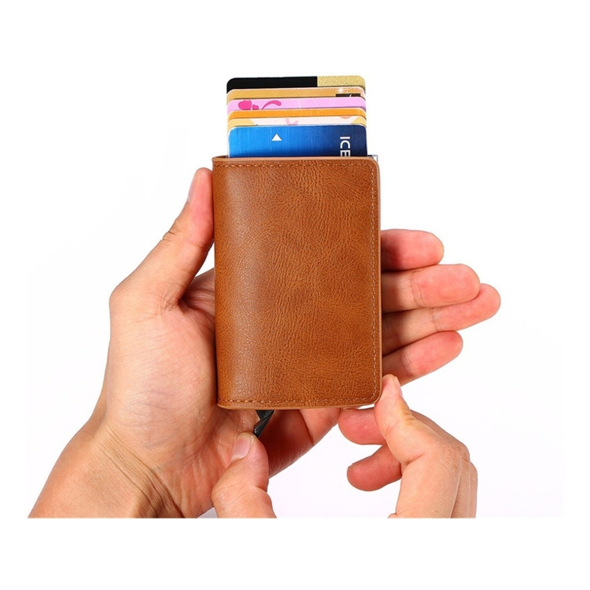 Porta Tarjetas De Metal Rfid Cuero Sintetico - Imagen 18