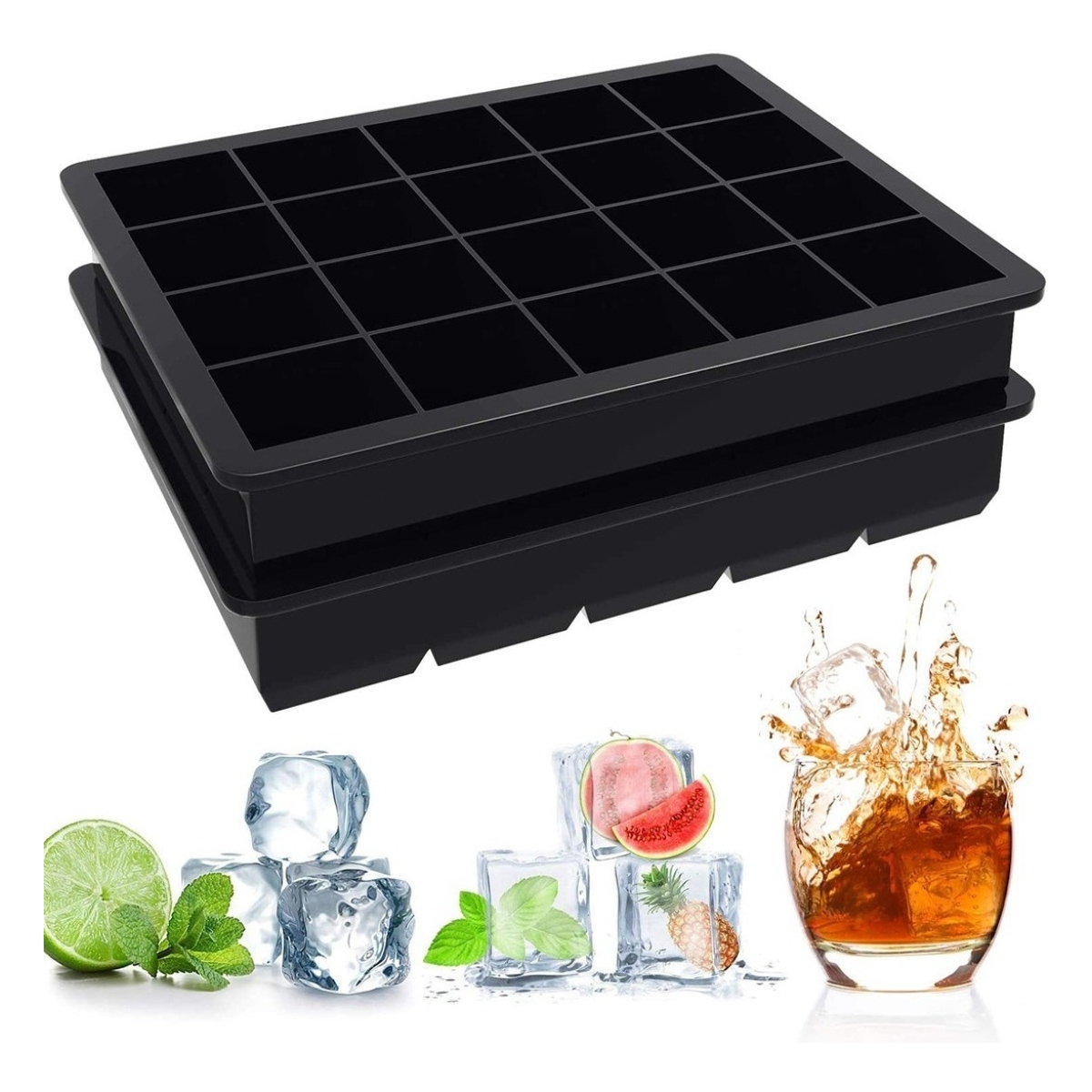 Hielera Cubetera 15 Hielo Gourmet Molde Silicona Rectangular - Imagen 2